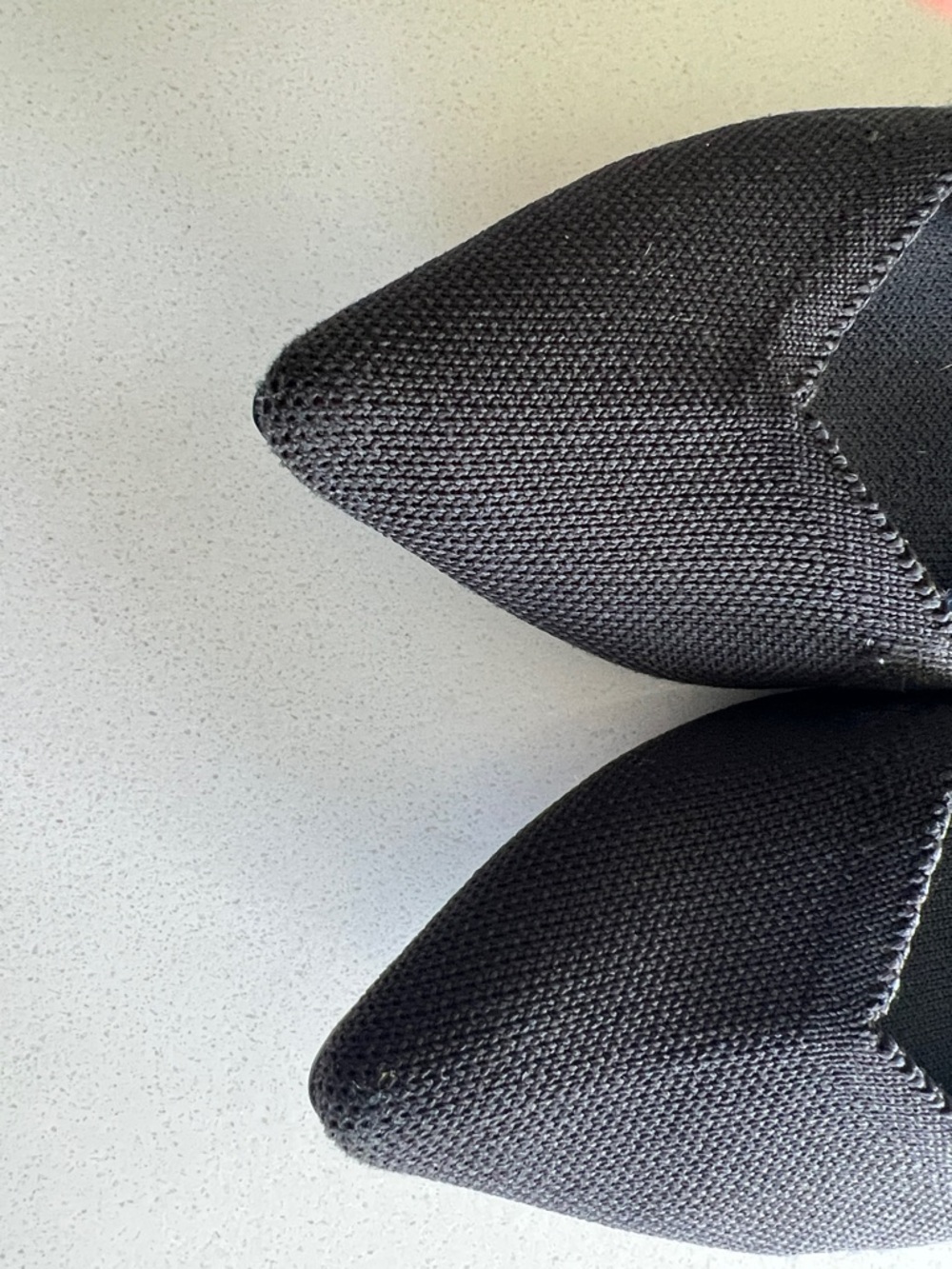 Rothy's Black Pointed Knit Flats with Blue Insole Trim - Picture 10 of 11